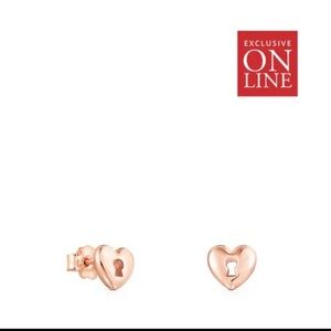 Gold Rose Heart Stud Earrings 925